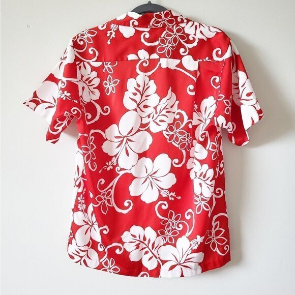 Vintage Red and White Floral Button Down Shirt - Picture 4 of 5